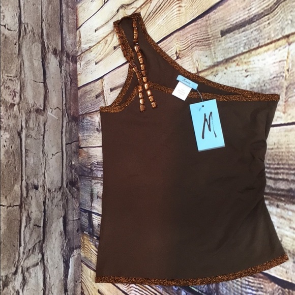 NWOT- Marciano One Shoulder Metallic Top - Picture 8 of 8